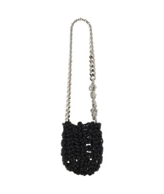 AGOTADO SSENSE KARA Bolso de Cadena con Cordón de Cristal Nudo - Negro - $595 Foto 1 de 4