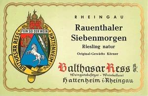 Etiqueta licor de vino Rheingau Rauenthaler siete acres Baithasar Ress Hattenheim 1 - Imagen 1 de 2