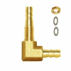 1/4''ID Hose Barb Thru-Bulk Head Hex 90 Degree L Right Angle Elbow Union Fitting - Picture 1 of 5