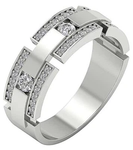 VS1 E 0.85 Carat Genuine Diamond 18K Solid Gold Designer Engagement Men's Ring - Picture 1 of 11