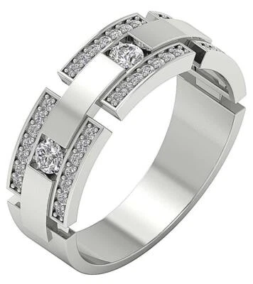 VS1 E 0.85 Carat Genuine Diamond 18K Solid Gold Designer Engagement Men's Ring - Image 1 of 4