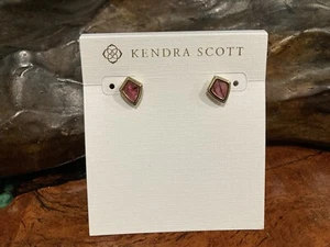 Kendra Scott Monica Light Burgundy Illusion Stud Gold Earrings NWT - Picture 1 of 2