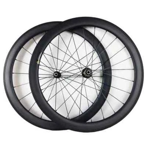 Juego de ruedas de bicicleta de carretera de carreras de fibra de carbono 700c cubierta buje recto de cerámica - Imagen 1 de 13