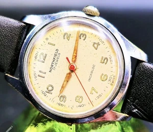 Orologio uomo vintage NORTHFIELD ANNI 40 svizzero carica manuale retrò con quadrante superbo!! - Foto 1 di 1