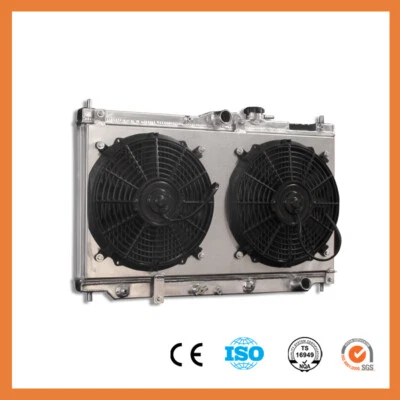 Radiador de aluminio 19 + cubierta de ventilador para Honda Prelude 93-96 Accord 90-93 L4 2 filas AT Foto 1 de 4