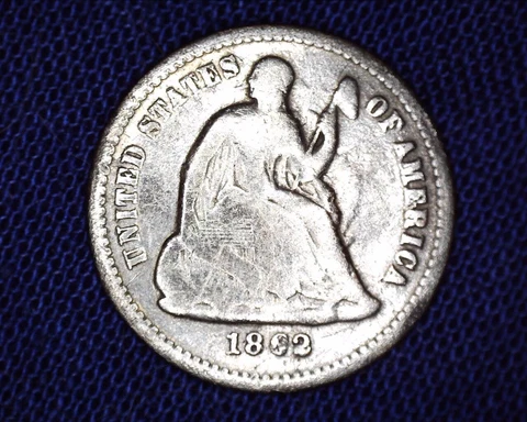 1862 P Seated Liberty Half Dime V-4 Low Mintage Error  6 In Date? #SHD50 Cover