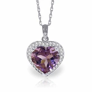 3.24 Carat 14K White Gold Elizabeth Amethyst Diamond Gemstone Necklace 14"-24" - Picture 1 of 5