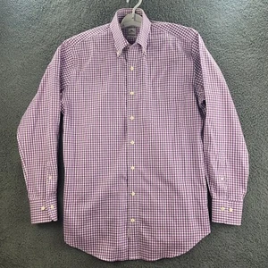 Peter Millar Nanoluxe Shirt Purple White Mens Medium Gingham Plaid Button Down - Picture 1 of 13