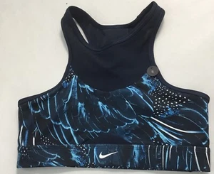 Nike Women’s Swoosh Feather Curve Bra 928887 Blue/White Size S - Picture 1 of 2