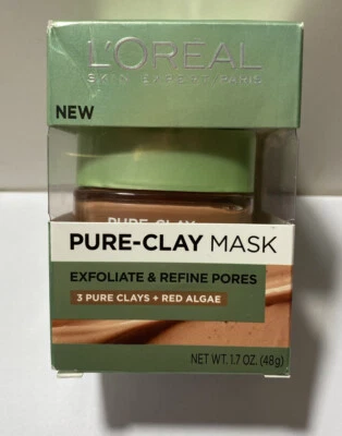 L'Oreal Skincare Pure Clay Face Mask w/ Red Algae for Clogged Pores LOREAL (NEW) - Image 1 of 4