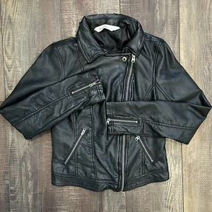 Abercrombie and Fitch Kids Black Faux Leather Jacket Biker Size Large - Picture 1 of 11