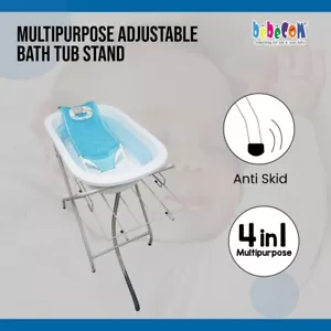 Baby Bath Tub 4 IN 1 Multipurpose Foldable Bath Tub Stand with Adjustable Height - Picture 1 of 8