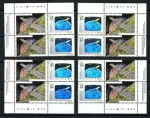 Canada - Scott 1441-1442 - Matched Set of Plate Blocks - Space - 1992 - Picture 1 of 1