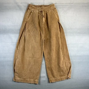 Free People Cool Harbour pantaloni donna XS marrone sabbia gamba larga pantaloni boho - Foto 1 di 6