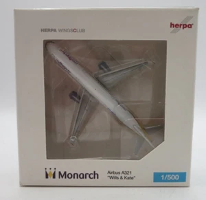 Herpa Monarch Airlines Airbus A321 Model - 1:500 - 523219 - Wills & Kate - Picture 1 of 12