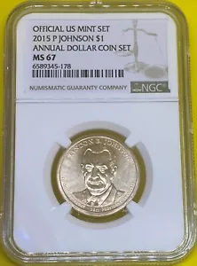 2015 P Lyndon B Johnson Presidential Dollar NGC MS67 - Picture 1 of 4