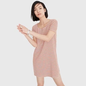 Madewell Swingy Tee Dress Womens Large Striped Cotton Modal Stretch Casual Comfy - Picture 1 of 12