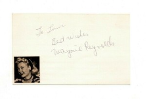 MARJORIE REYNOLDS autograph of actress & dancer - SIGNED - Holiday Inn - Karloff