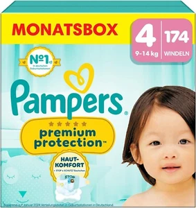 Pampers Baby Nappies Size 4 (9–14 kg) Premium Protection, Maxi, Monthly Box, Bes - Bild 1 von 6