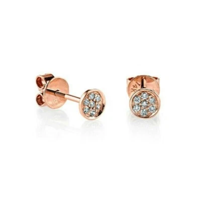 Mini Stud Earring 14K Solid Gold Diamond Earrings Jewelry For Women Christmas - Image 1 of 4