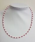 LOVELY NEW HANDMADE WOMENS RED PINK AND WHITE SEED BEAD NECKLACE N120