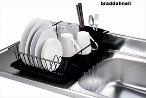 Dish Drainer Strainer Washing Dishes Tray Rack Dryer Drying Kitchen Storage Sink - Picture 1 of 12