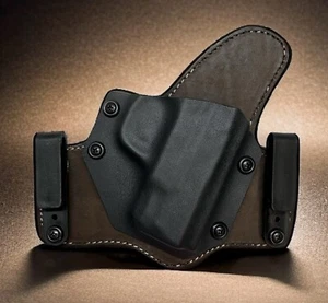 Right Hand IWB OWB Texas 1836 Dual Clip Kydex & Leather Holster - CHOOSE - Picture 1 of 7