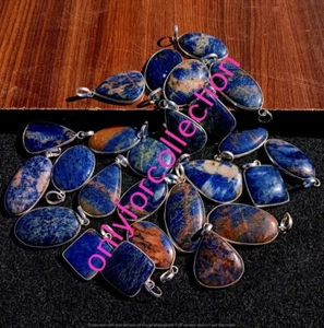 Natural Sodalite Gemstone 925 Sterling Silver Plated Wholesale Pendants Lot - Picture 1 of 7