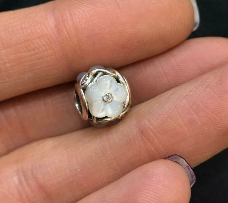 Authentic Genuine PANDORA Sterling Silver Luminous Florals Charm - 791894MOP