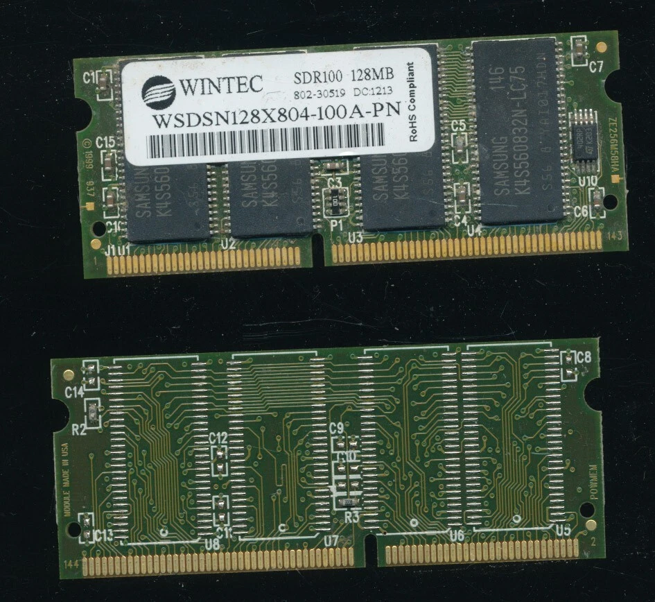 Wintec 128MB PC100 WSDSN128X804-100A SODIMM 144 LAPTOP MEMORY RAM Samsung - Image 1 of 1