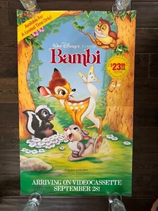 Vintage 1989 Walt Disney's BAMBI Home Video Movie Poster 23x37 One Sheet - Picture 1 of 9