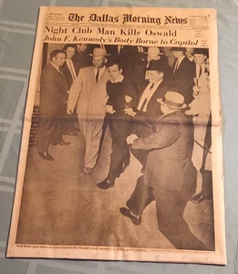 Periódico original Dallas Morning News Club dueño mata a Oswald 25/11/1963 - Imagen 1 de 9