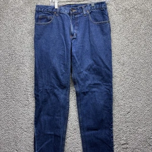 Dearborn Men’s Jeans Size 34x32 Dark Blue Pockets USA Chicago Made Tailored Fit - Picture 1 of 8