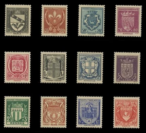 FRANCIA Sc# B117-28, 1941 ARMAS DE VARIAS CIUDADES - F-VF NH - Imagen 1 de 2