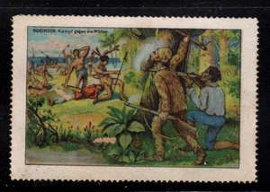 Deutsche Vignettenmarke - Robinson kämpft gegen die Ureinwohner - Bild 1 von 1