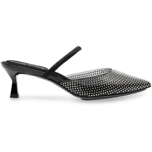 Anne Klein Womens Black Plastic Kitten Heels Shoes 6 Medium (B,M) BHFO 2969 - Picture 1 of 3