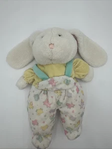 Vintage Eden Plush Stuffed Animal Velour Bunny Rabbit Pastel Overalls 14” C Dets - Picture 1 of 15