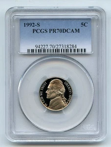 1992 S 5C Jefferson Nickel Proof PCGS PR70DCAM - Picture 1 of 1
