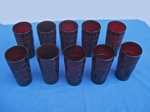 LUMINARC CRISTAL D'ARQUES DURAND ( LOT OF 10 ) RUBY RED TUMBLERS 6 1/4" UNUSED - Picture 1 of 8