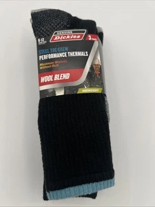 3Dickies 3pr Steel Toe Blue/black Wool Blend Heavy Thermal Crew Socks SZ 6-12NWT - Picture 1 of 4