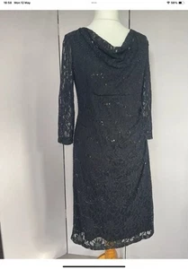 Laura Ashley Black Lace Sequin Cowl Neck Dress Uk16 NWOT B4 - Picture 1 of 13