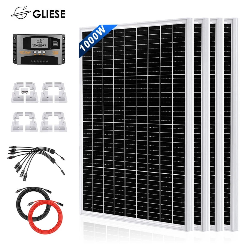 1000 Watt Solaranlage Kit Mono 12V 4×250W Solarmodul Wohnmobile Set Auto Camping - Bild 1 von 4