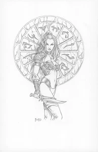 WARRIOR ELF - ORIGINAL ART von MITCH FOUST - Bild 1 von 2