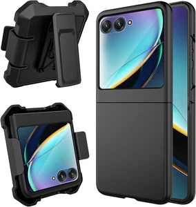 Case with Clip for Motorola RAZR 2024 [Built-in Screen Black + Belt-Clip - Picture 1 of 7