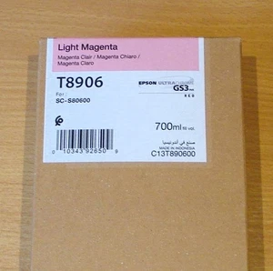 GENUINE EPSON T8906 Light Magenta cartridge 700ml S80600 ORIGINAL ink dated 2027 - Picture 1 of 3