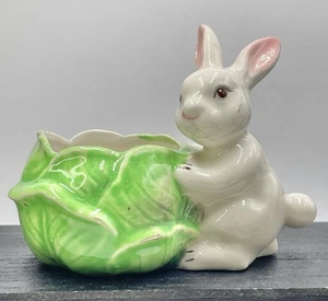 Vintage Planter Bunny With Cabbage Marked Japan - Picture 1 of 10