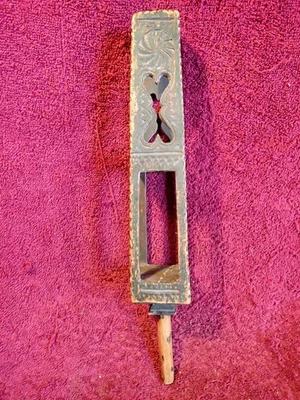 ANTIQUE 1800-s HANDMADE SPINNING WHEEL DISTAFF w HEARTS  FOLK ART SWEDEN SWEDISH - Image 1 of 4