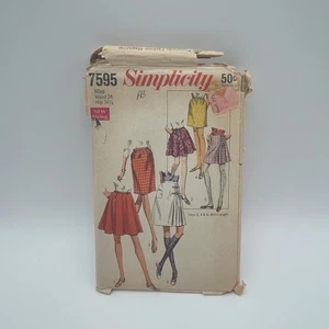 VTG 60s SIMPLICITY 7595 Miss Skirt Pattern 3 Styles 2 Lengths Waist 24 Hip 34.5 - Picture 1 of 6