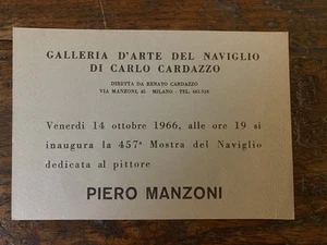 Piero Manzoni Invito 11 x 16 cm. Milano Galleria d'Arte del Naviglio 1966 - Foto 1 di 1
