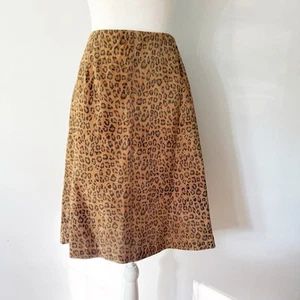Vintage Y2K Margaret Godfrey Leather Leopard Print Skirt Women Size 14 NWT - Picture 1 of 7
